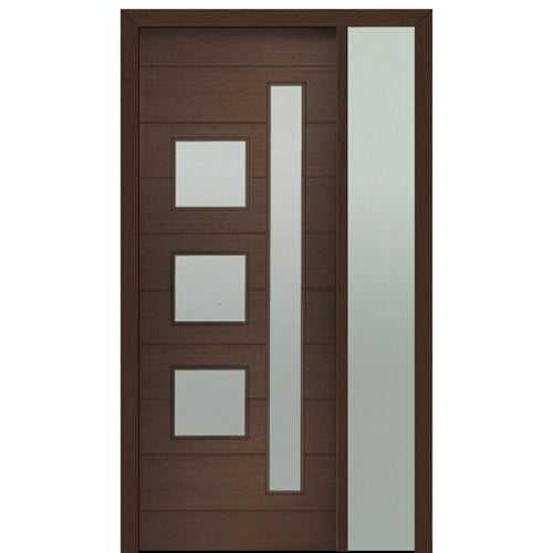 Prehung 36" X 96" Tall Flores Mixed Lite Modern Mahogany Entry Door with One Sidelite