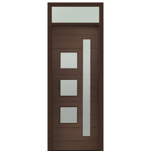 Prehung 36" X 96" Tall Flores Mixed Lite Modern Mahogany Entry Door with 12" Transom