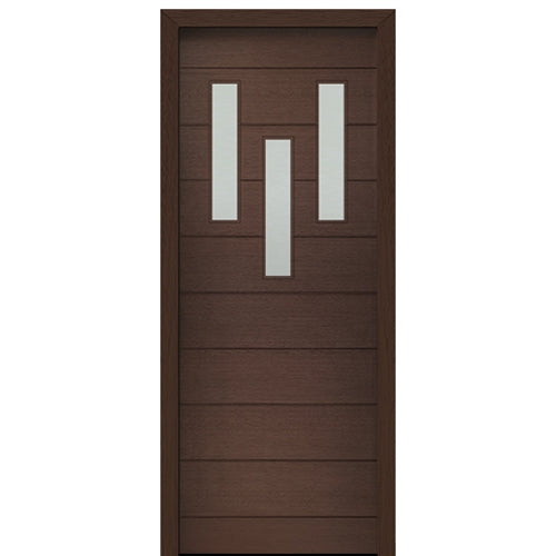 36" X 96" Tall Luca 3 Lite Modern Mahogany Entry Door