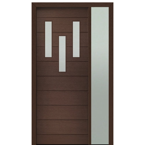 Prehung 36" X 96" Tall Luca 3 Lite Modern Mahogany Entry Door with One Sidelite