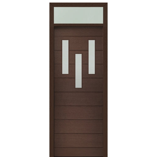 Prehung 36" X 96" Tall Luca 3 Lite Modern Mahogany Entry Door with 12" Transom