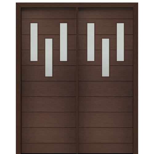 72" X 96" Tall Luca 3 Lite Modern Mahogany Entry Double Door