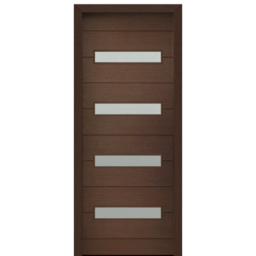 36" X 96" Tall Luca 4 Lite Horizontal Lite Modern Mahogany Entry Door