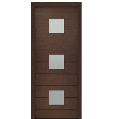 36" X 96" Tall Luca 3 Lite Square Lite Modern Mahogany Entry Door