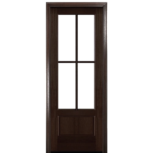 Quick Ship! 36"x96" 4-Lite Mahogany Pre-Hung and Pre-finished Entry Door with Clear Beveled Glass