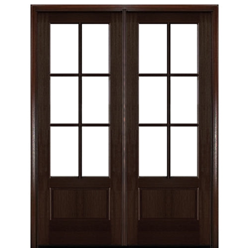 Quick Ship 72"x96" 6-Lite Mahogany Pre-Hung and Pre-finished Double Doors