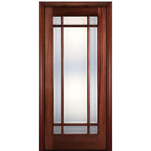 80" Tall 9-Lite Marginal (TDL) Mahogany Wood Entry Door