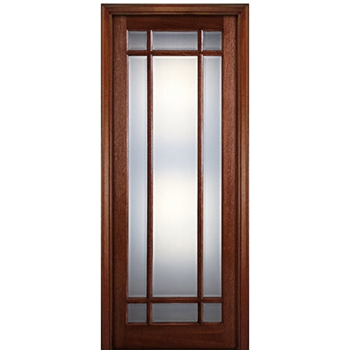 96" Tall 9-Lite Marginal (TDL) Mahogany Wood Entry Door