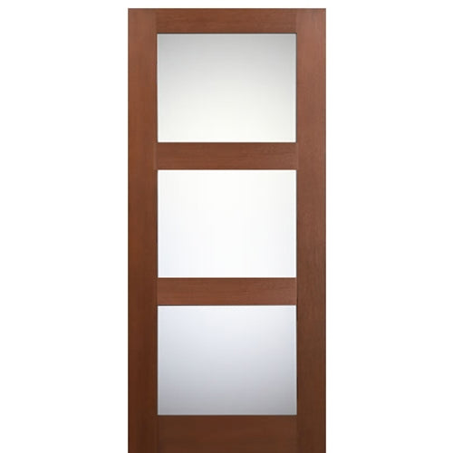  36" x 80" Contemporary 3-Lite Fiberglass Entry Door