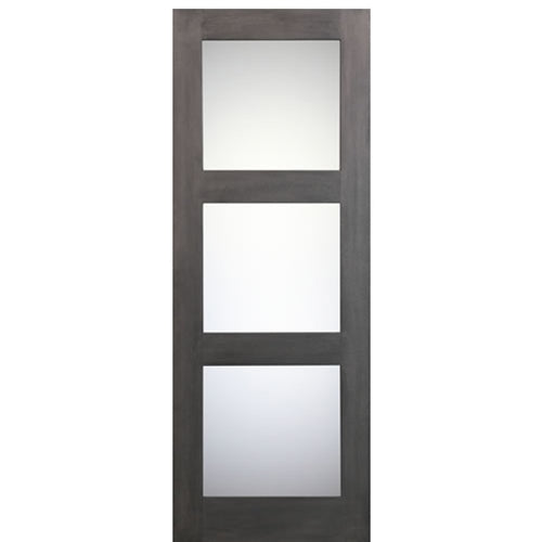 36"x 96" Contemporary 3-Lite Fiberglass Entry Door