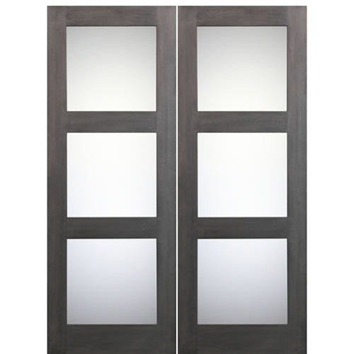 72" x 96" Contemporary 3-Lite Fiberglass Entry Double Door