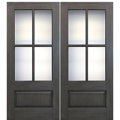 72" x 80" 4-Lite 1-Panel True Divided Lite (TDL) Fiberglass Double Entry Door