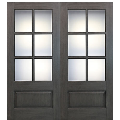 72" x 80" 6-Lite 1-Panel True Divided Lite (TDL) Fiberglass Double Entry Door