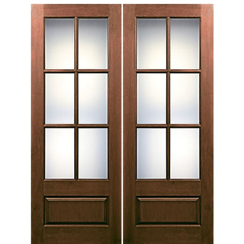 96" Tall 6-Lite 1-Panel True Divided Lite (TDL) Fiberglass Double Entry Door