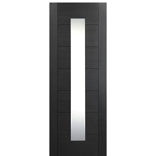  36" x 96" Contemporary 1-Lite Vertical Glass Fiberglass Entry Door