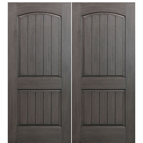 72" x 80" 2-Panel Arch V-Groove Fiberglass Entry Double Door