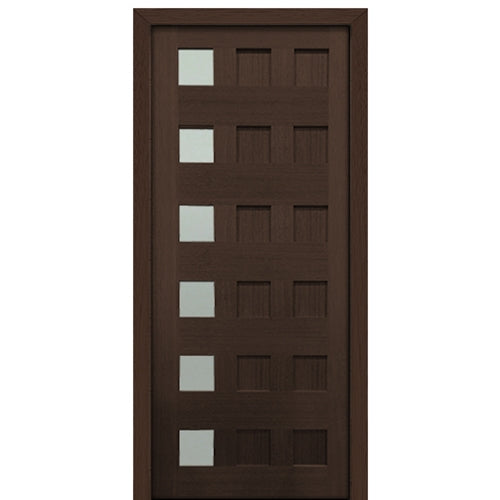 36 X 80" Tall Carlo 6-Lite (Left) Modern Mahogany Entry Door with Clear Glass