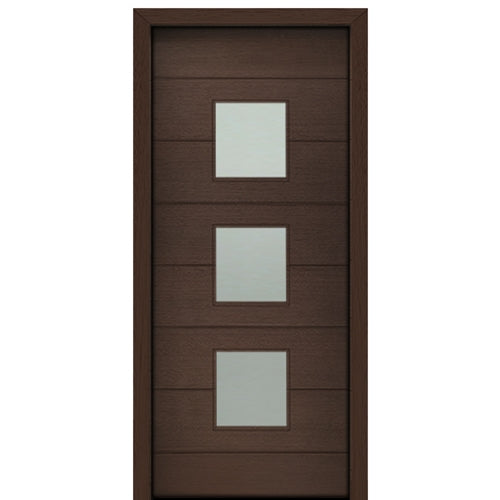 36" X 80" Tall Luca 3 Lite Square Lite Modern Mahogany Entry Door