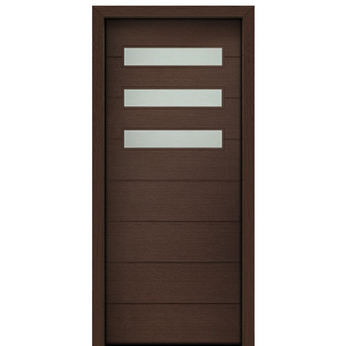 36" X 80" Tall Luca 3 Lite Horizontal Lite Modern Mahogany Entry Door