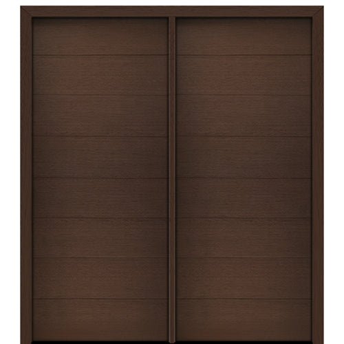 72" X 80" Tall Milan Solid Panel Modern Mahogany Entry Double Doors