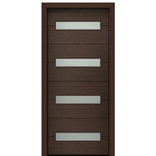 36" X 80" Tall Luca 4 Lite Horizontal Lite Modern Mahogany Entry Door