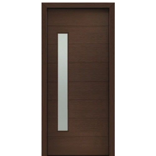 36" X 80"Tall Milan Thin Lite Modern Mahogany Entry Door with Sandblasted IG Glass