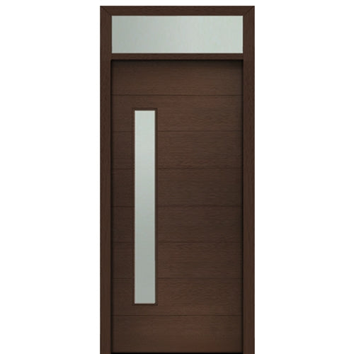 Prehung 36" X 80" Tall Milan Thin Lite Modern Mahogany Entry Door with 12" Transom