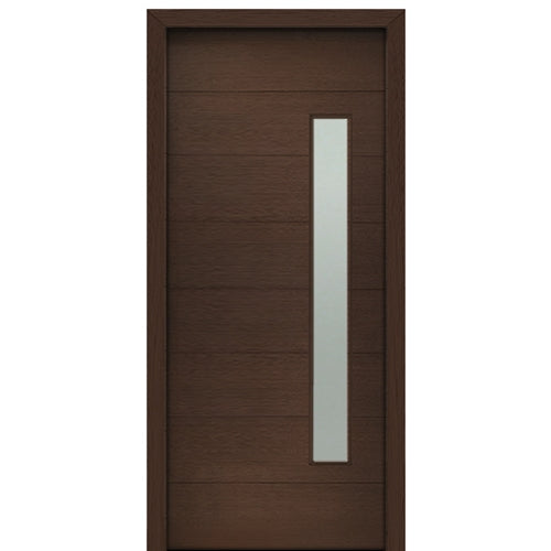 36" X 80"Tall Milan Thin Lite Modern Mahogany Entry Door with Sandblasted IG Glass