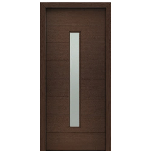 36" X 80"Tall Milan Thin Lite Modern Mahogany Entry Door with Sandblasted IG Glass