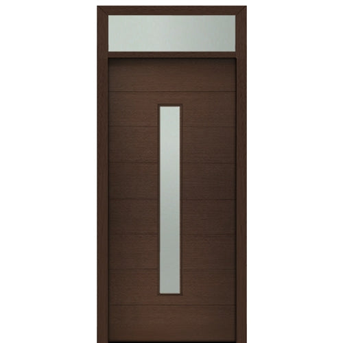 Prehung 36" X 80" Tall Milan Thin Lite Modern Mahogany Entry Door with 12" Transom