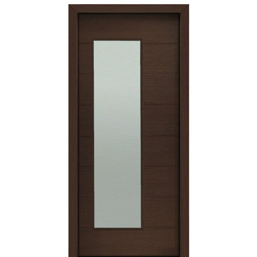 36" X 80"Tall Milan Thin Lite Modern Mahogany Entry Door with Sandblasted IG Glass