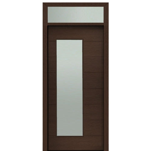 Prehung 36" X 80" Tall Milan Thin Lite Modern Mahogany Entry Door with 12" Transom