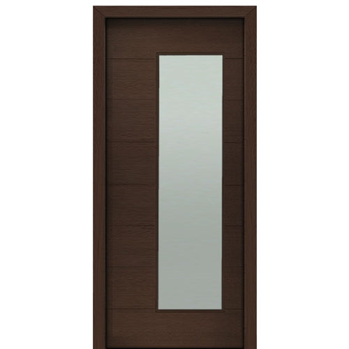 36" X 80"Tall Milan Thin Lite Modern Mahogany Entry Door with Sandblasted IG Glass