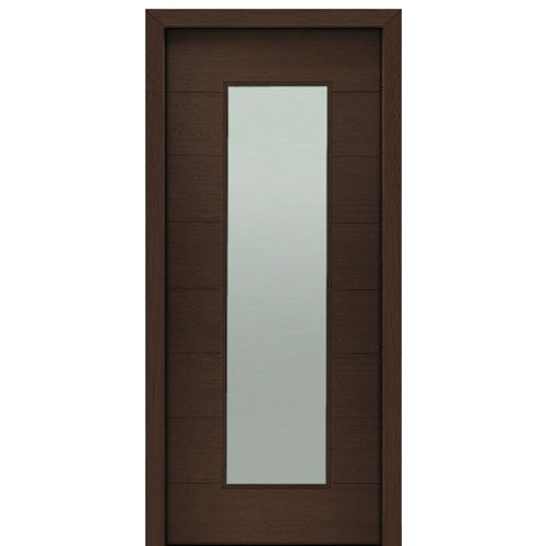 36" X 80"Tall Milan Thin Lite Modern Mahogany Entry Door with Sandblasted IG Glass