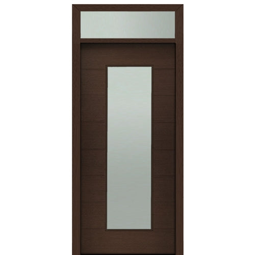 Prehung 36" X 80" Tall Milan Thin Lite Modern Mahogany Entry Door with 12" Transom