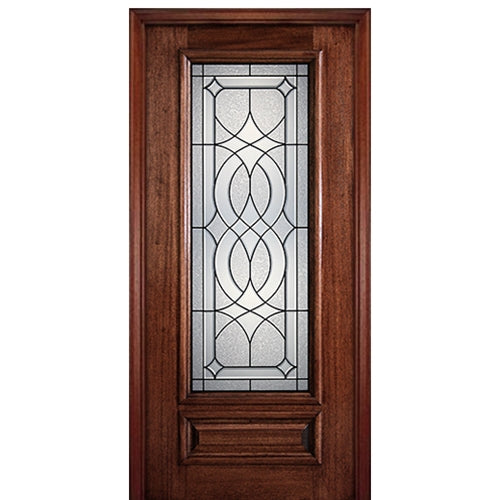 6'-8" 3/4 Lite Mahogany Wood Entry Door with La Salle Decorative Glass