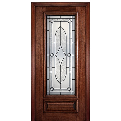 6'-8" 3/4 Lite Mahogany Wood Entry Door with Dartmouth Decorative Glass