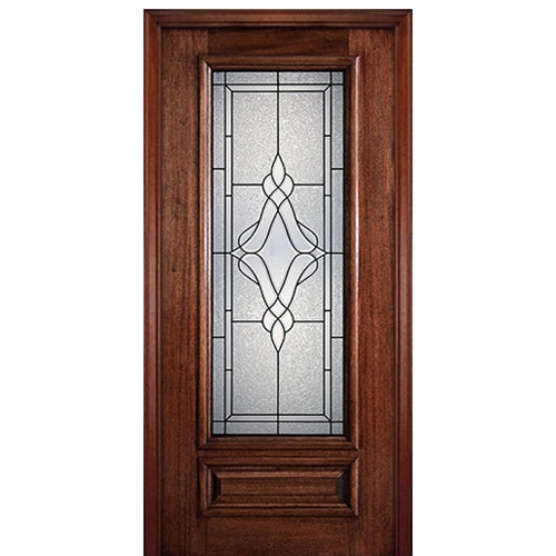 6'-8" 3/4 Lite Mahogany Wood Entry Door with Trinity Decorative Glass