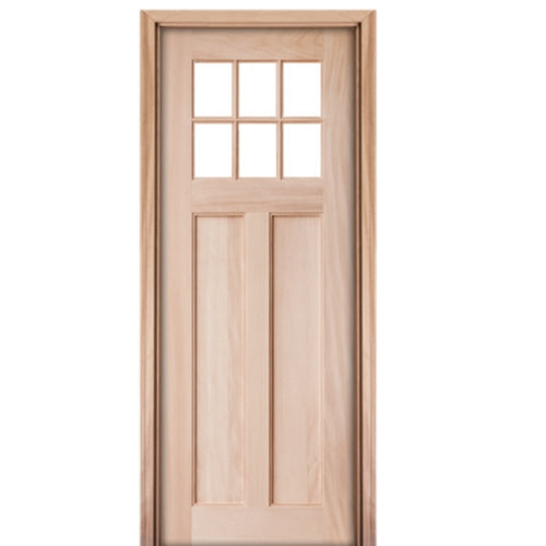 96" Tall 6 Lite 2 Panel Mahogany Craftsman Style Door With True Divided Lite (TDL) Clear Low E Insulated Glass