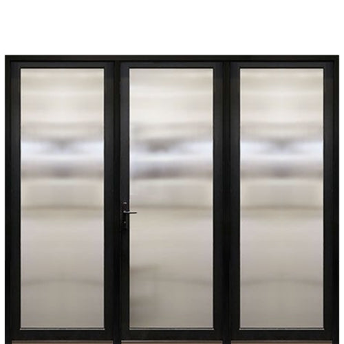 Prehung 1-Lite Narrow Profile Fiberglass Entry Door With 2 Fixed Sidelites And Multipoint Locking System