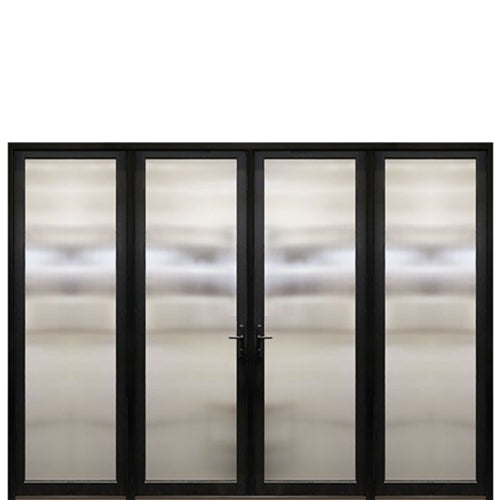 Prehung Narrow Profile 1-Lite Fiberglass Entry Double Door With 2 Fixed Sidelites And Multi-Point Lock System