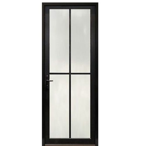 Prehung Narrow Profile 4-Lite Fiberglass Entry Door With Multi-Point Lock System 