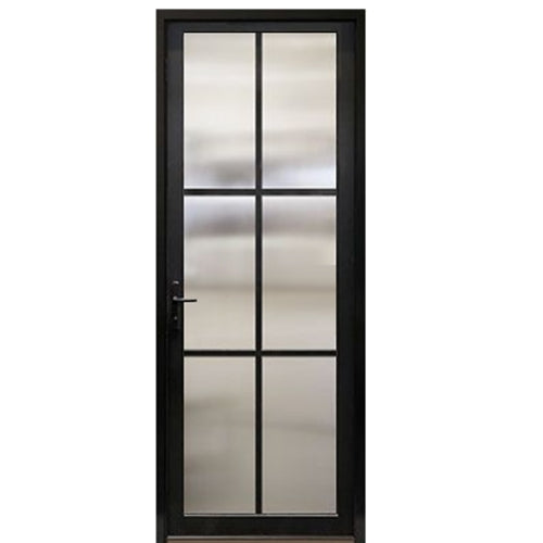 Prehung Narrow Profile 6-Lite Fiberglass Entry Door with Multi-Point Lock System 