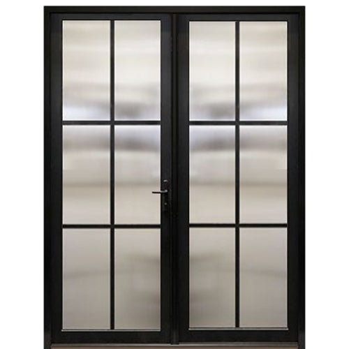 Prehung Narrow Profile 6-Lite Fiberglass Entry Door With Fixed Sidelite And Multi-Point Lock System 