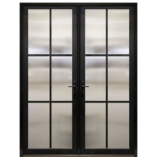 Narrow Profile 4-Lite Fiberglass Double Entry Door With Multi-Point Locking System 