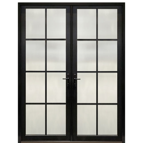 Narrow Profile 4-Lite Fiberglass Double Entry Door With Multi-Point Locking System 