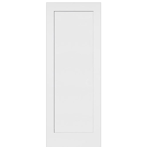 1-Panel Shaker White Primed Solid Core Wood Single Door