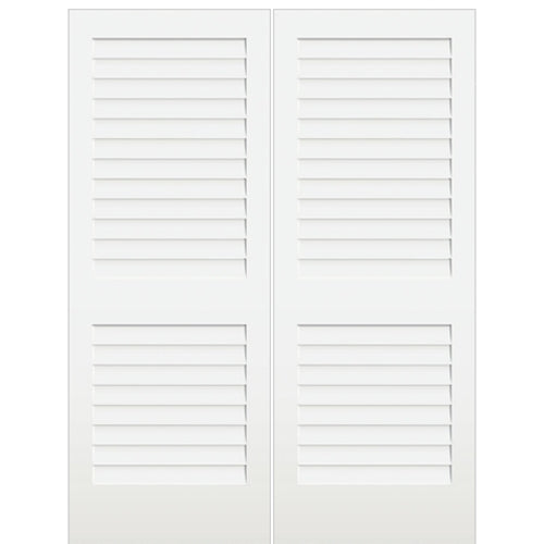 Plantation Louver Shaker Redi-Prime Solid Core Double Door