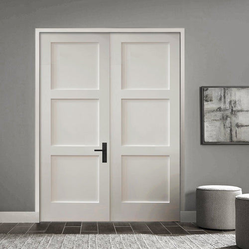 8730 Double  | 3-Panel Shaker Redi-Primed Solid Core Double Door