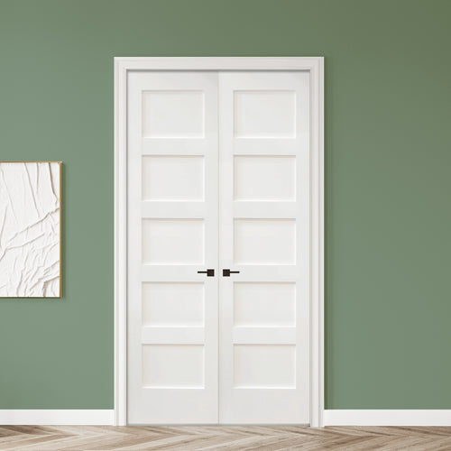 8755 Double | 5-Panel Shaker Redi-Primed Solid Core Double Door